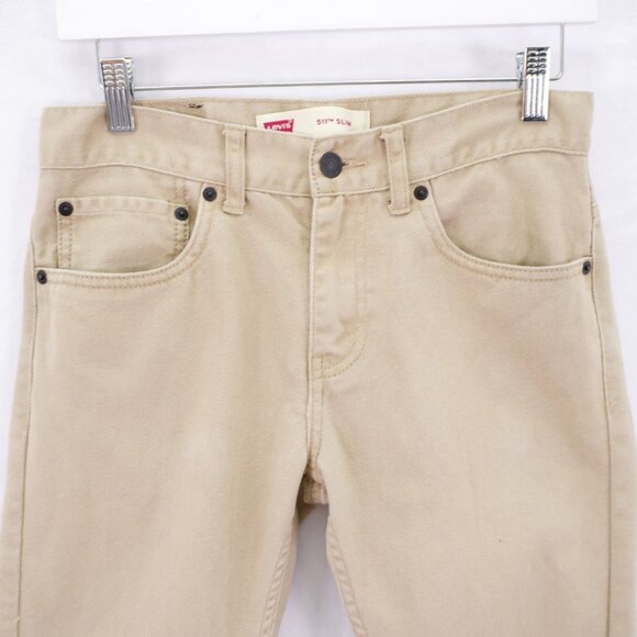DAMAGED Levi's 511 Slim Tan Denim Jeans -16R- 28 /‎ 28.5 Boys Cotton Polyester - Picture 4 of 10